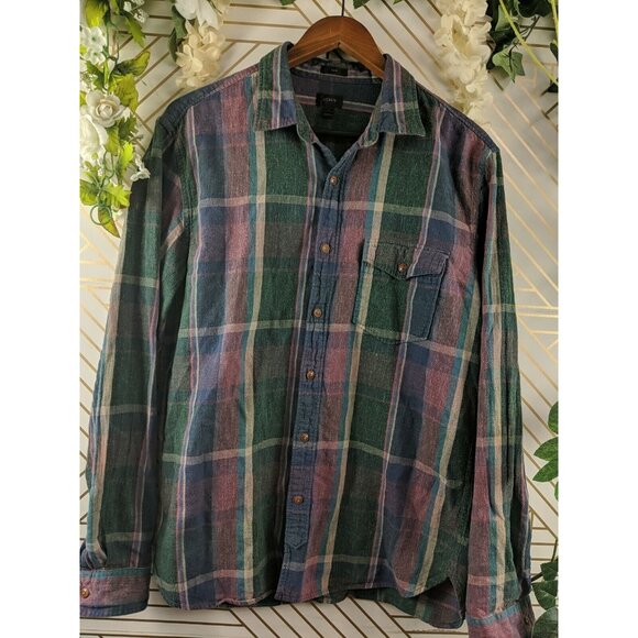 J. Crew Men's Slim Fit Button Up Plaid Size Large - Picture 3 of 7